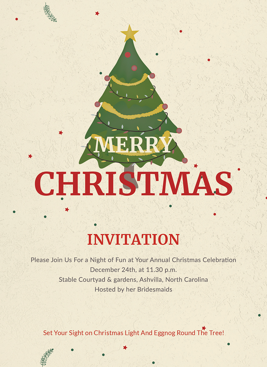 Elegant Merry Christmas Invitation Template in Pages, Word, Publisher ...