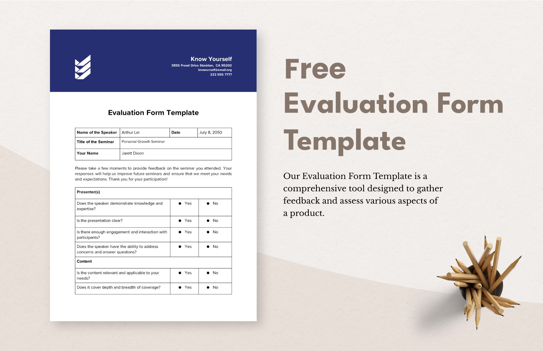 Free Evaluation Form Template
