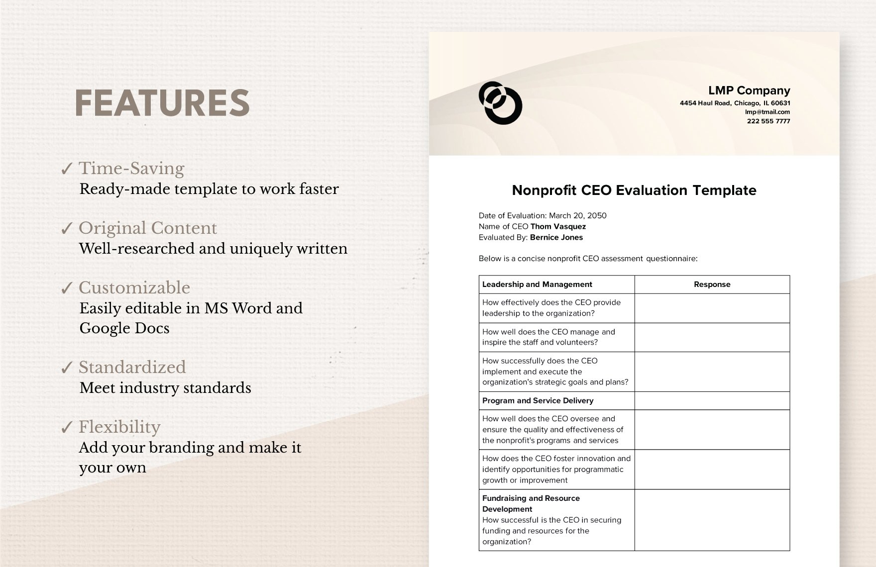Nonprofit CEO Evaluation Template