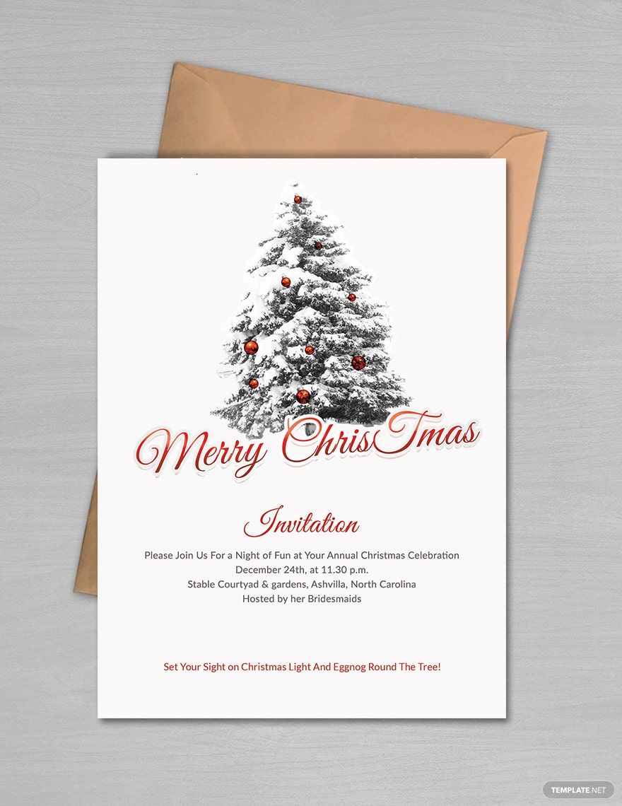 Free Simple Merry Christmas Invitation Template