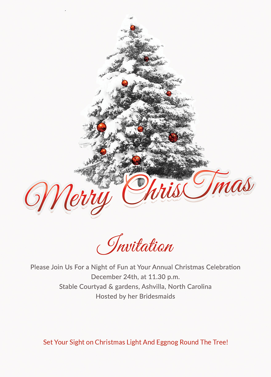 Simple Merry Christmas Invitation template