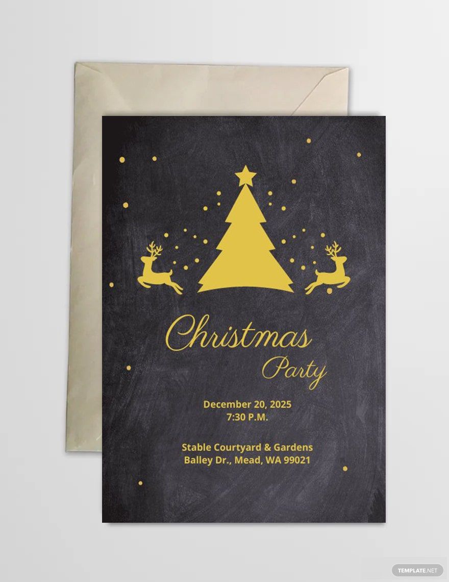 Chalkboard Christmas Party Invitation Template in Word, PSD, Apple Pages, Publisher, Outlook