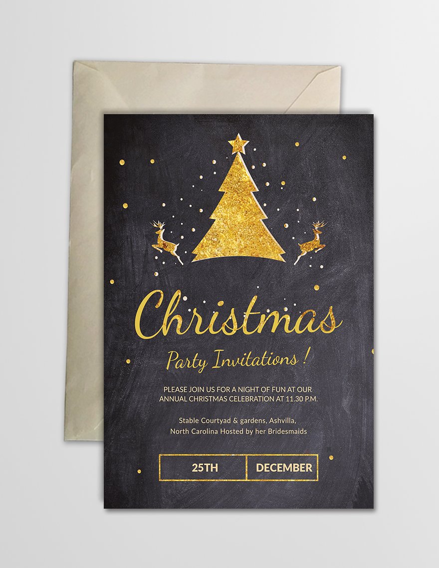 Chalkboard Christmas Party Invitation Template
