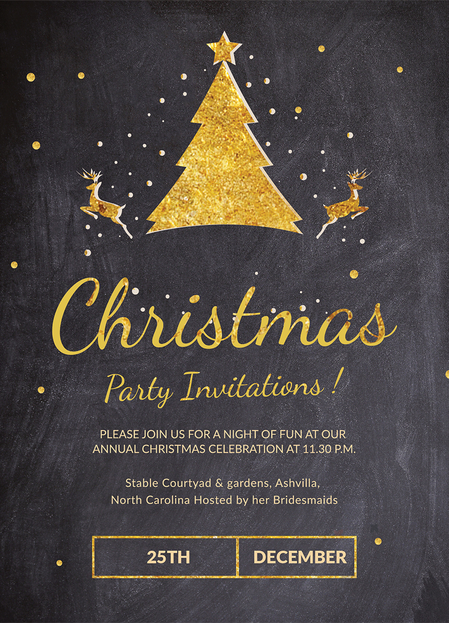 Chalkboard Christmas Party Invitation Template - Word, Outlook, Apple ...
