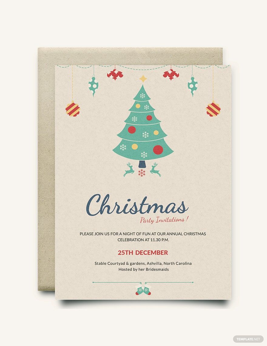 Modern Christmas Party Invitation Template in Word, PSD, Apple Pages, Publisher, Outlook