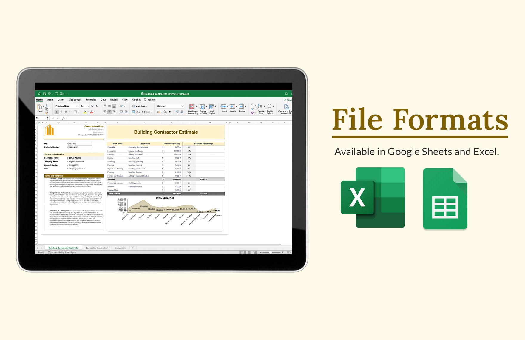 Free Building Contractor Estimate Template - Download in Excel, Google ...