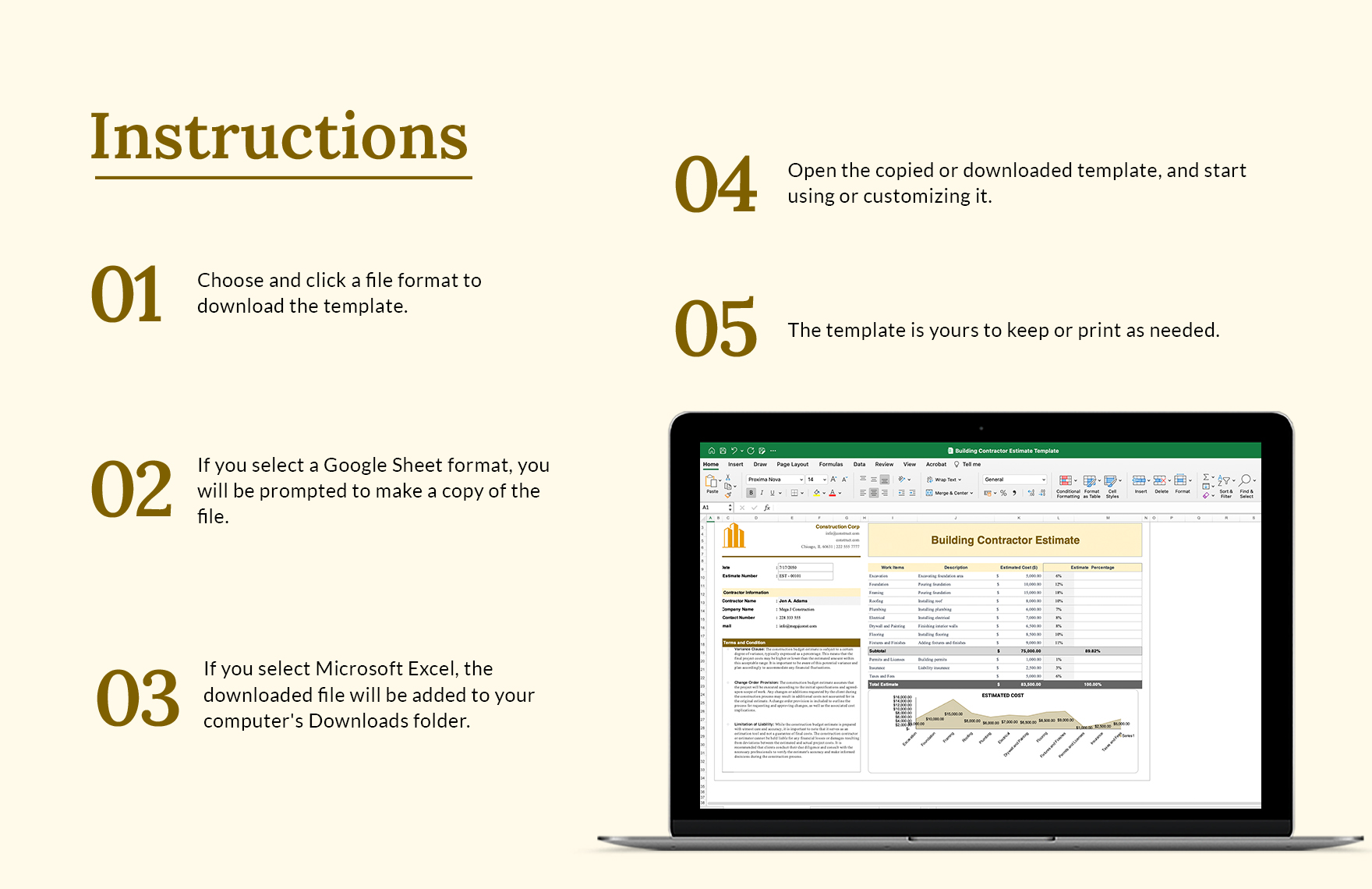 Free Building Contractor Estimate Template - Download in Excel, Google ...