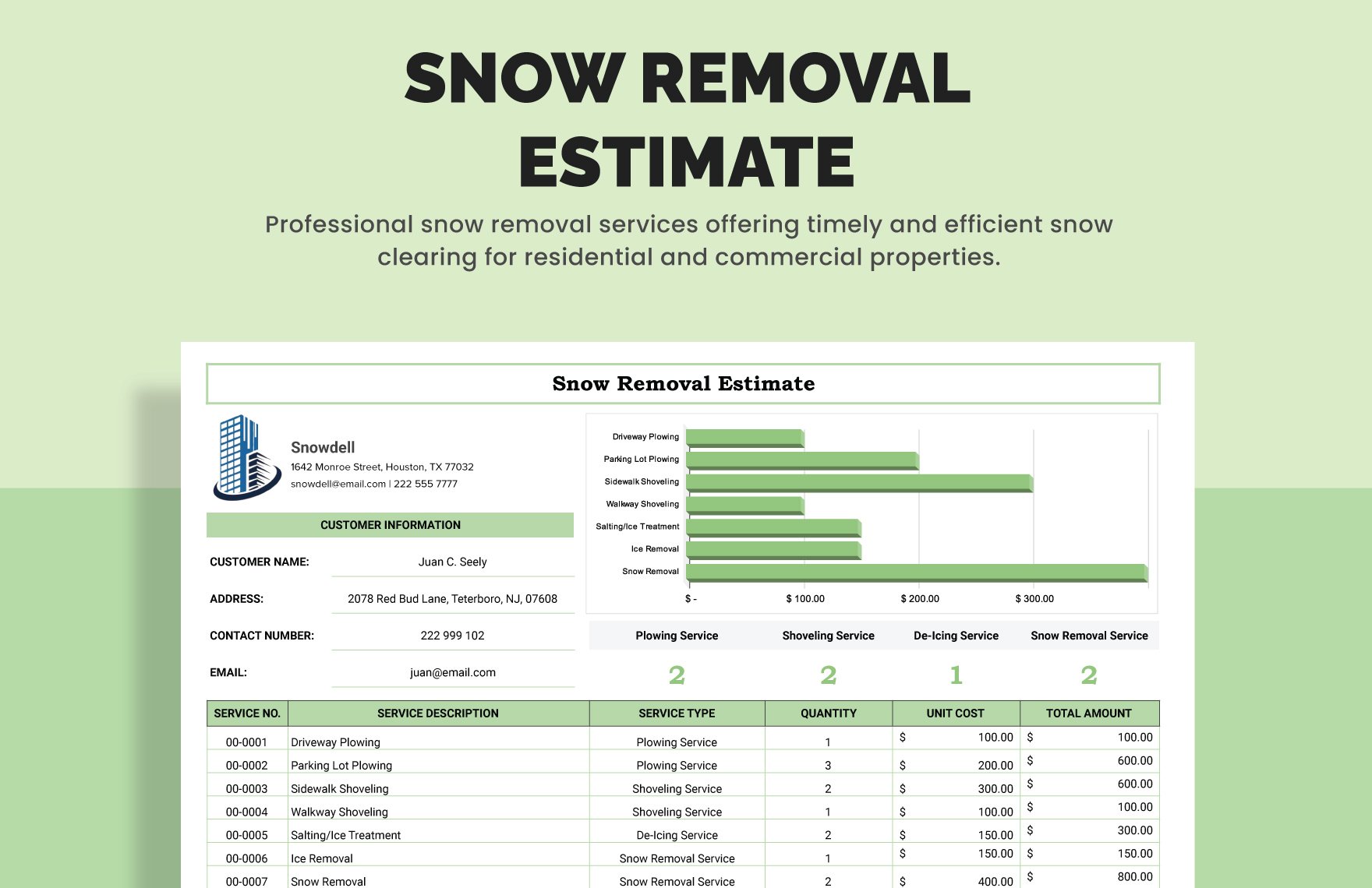 Snow Removal Estimate Template