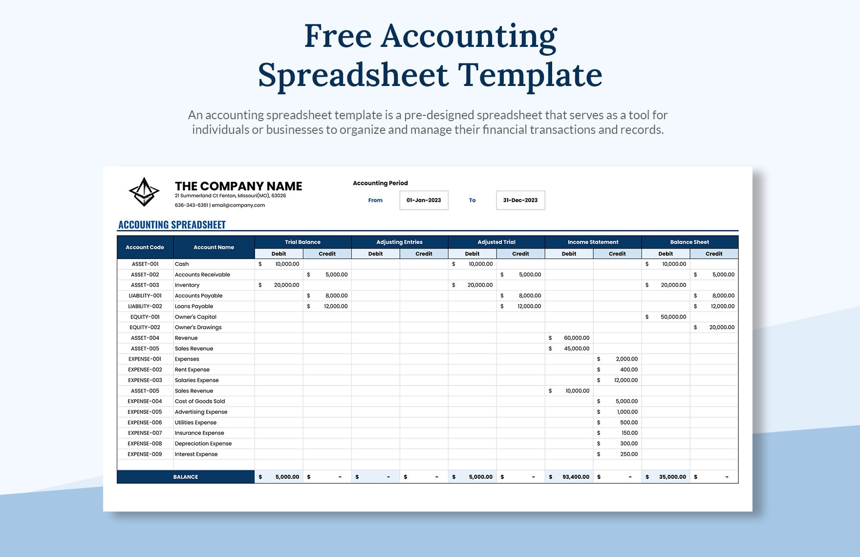excel accounting template download