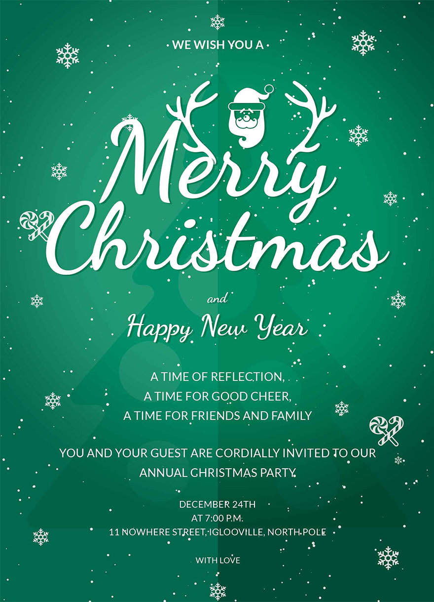 Modern Merry Christmas Invitation Template in PSD, Pages, Word ...