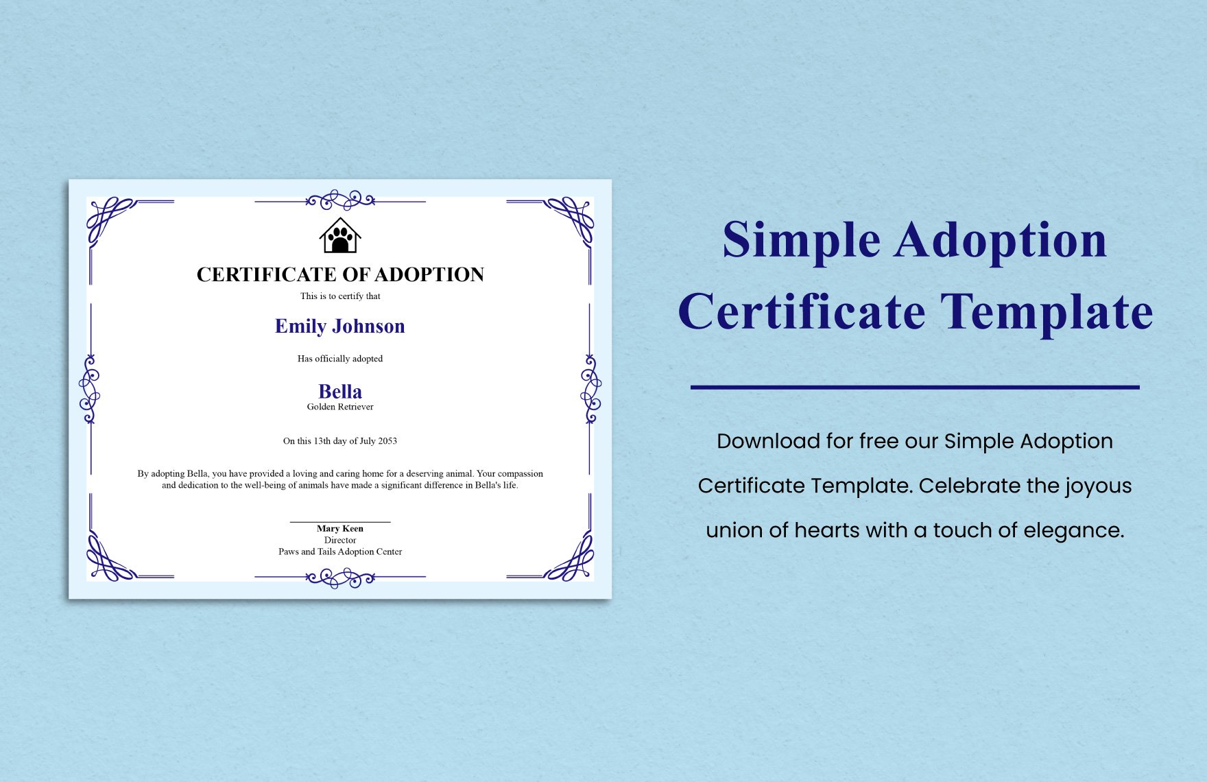 Simple Adoption Certificate Template