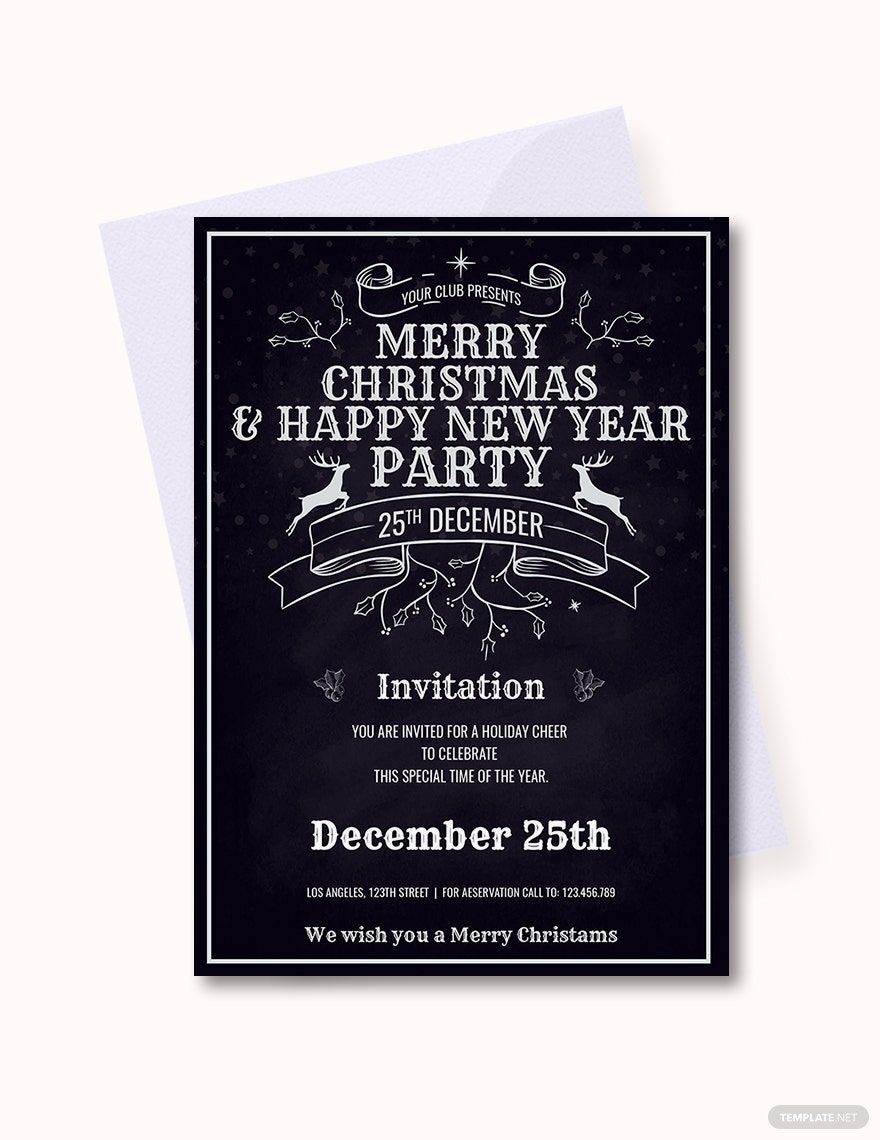 Vintage Merry Christmas Invitation Template