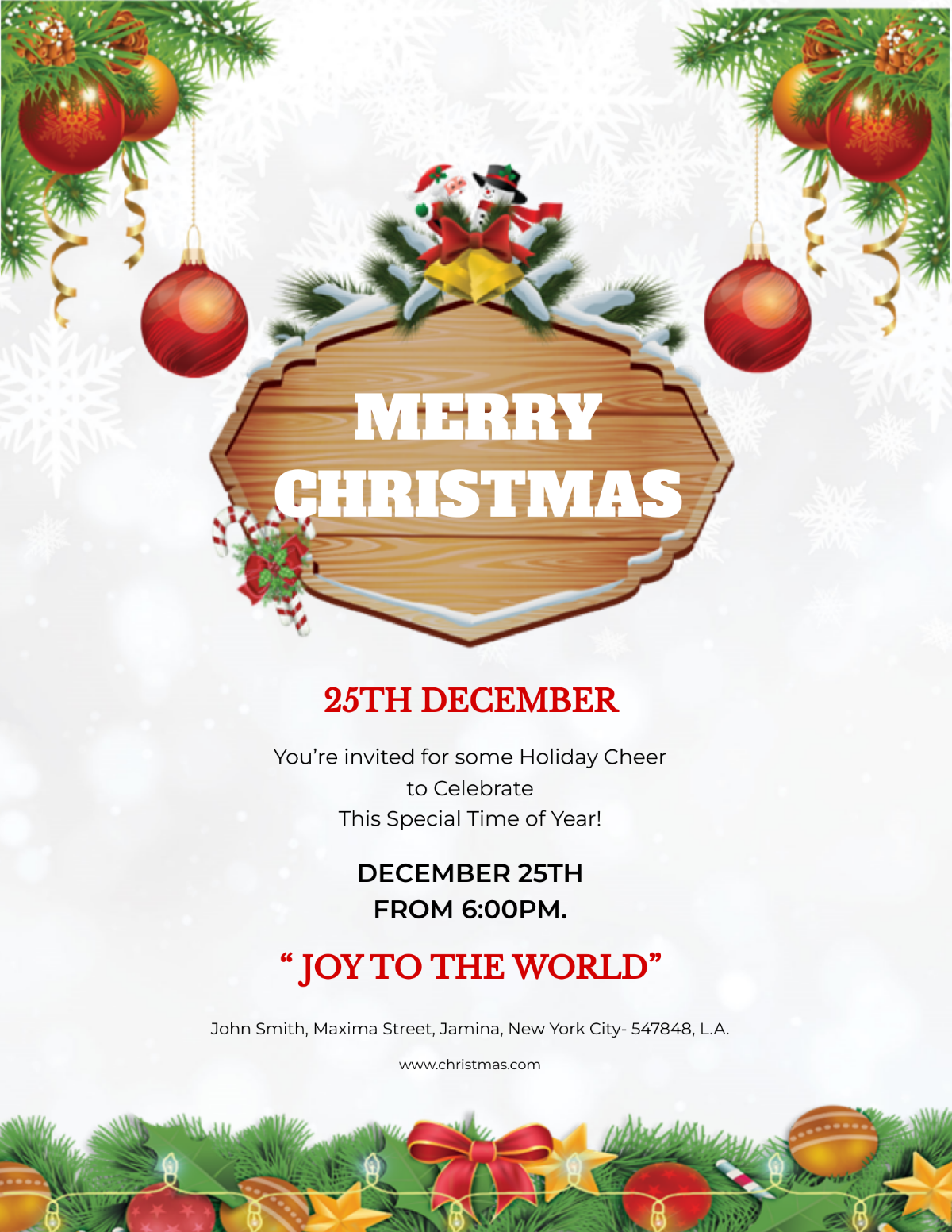 Merry Christmas Invitation Flyer Template