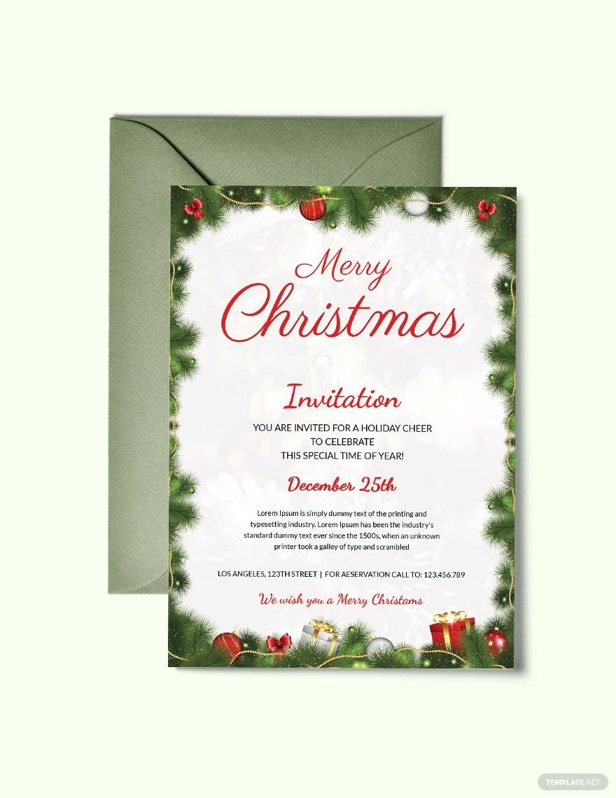 Simple Christmas Party Invitation Template in Word, PSD, Apple Pages, Publisher, Outlook