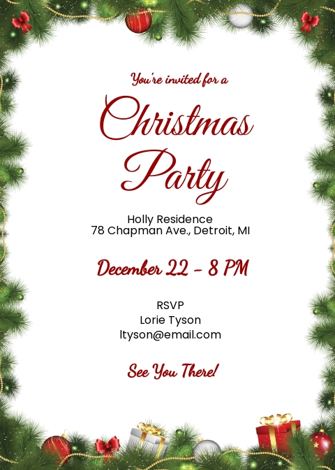 Simple Christmas Party Invitation Template [Free PDF] - Word (DOC ...