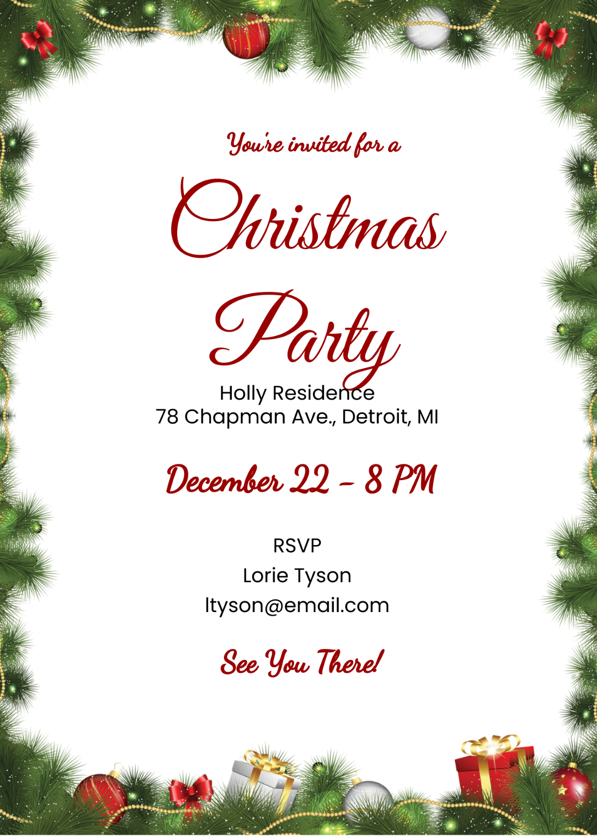 Simple Christmas Party Invitation Template