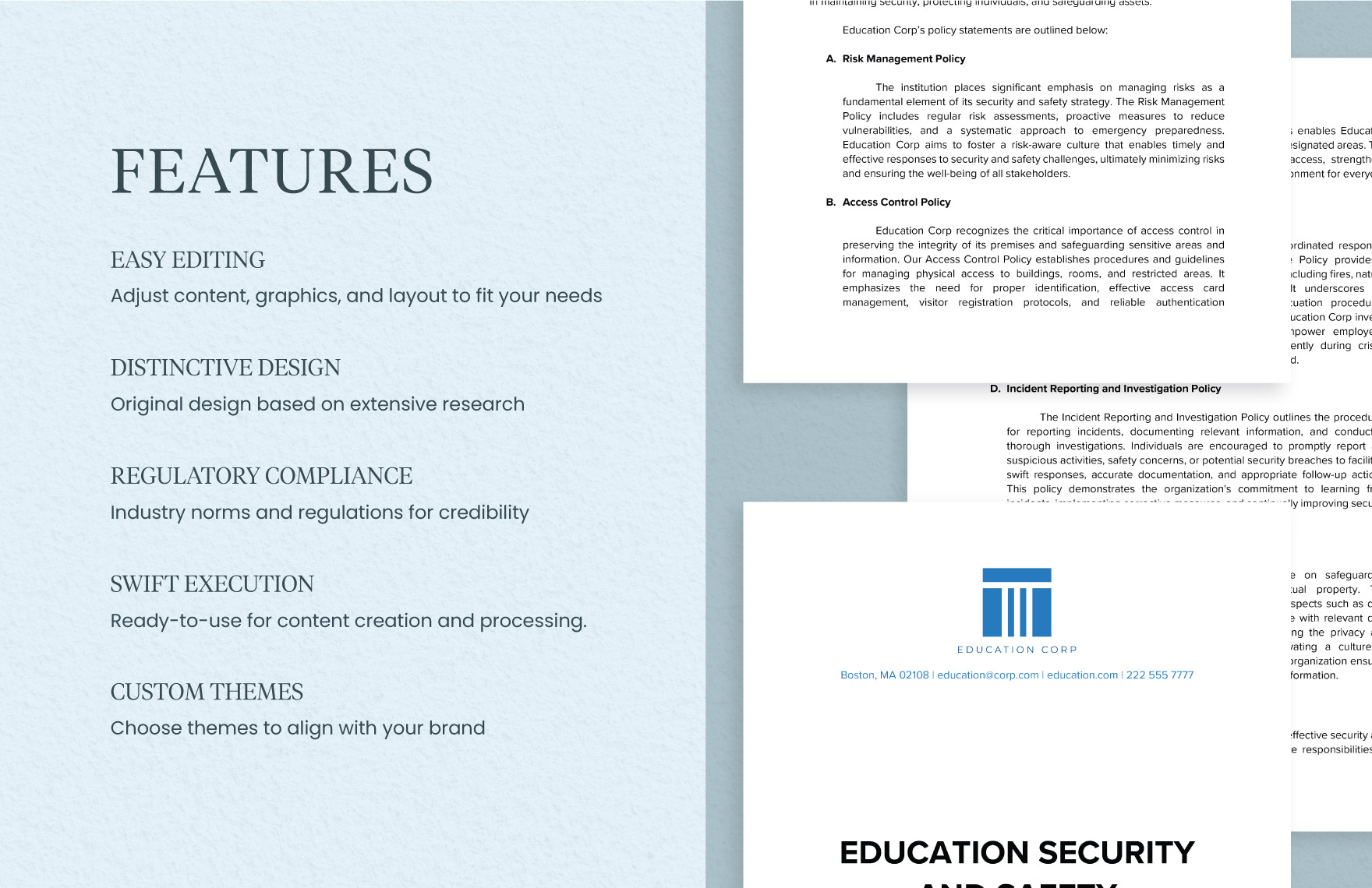 Education Security and Safety Procedures Manual Template in Word, PDF ...