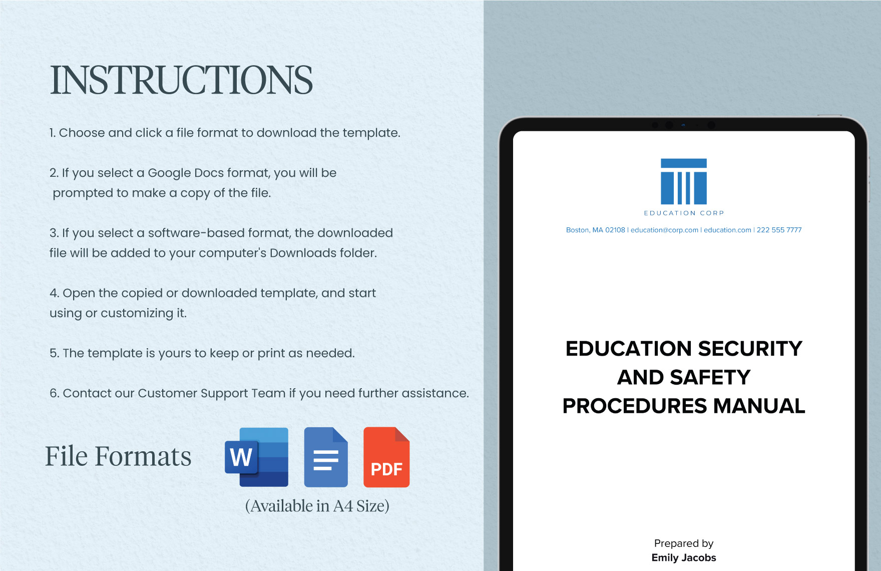 Education Security and Safety Procedures Manual Template