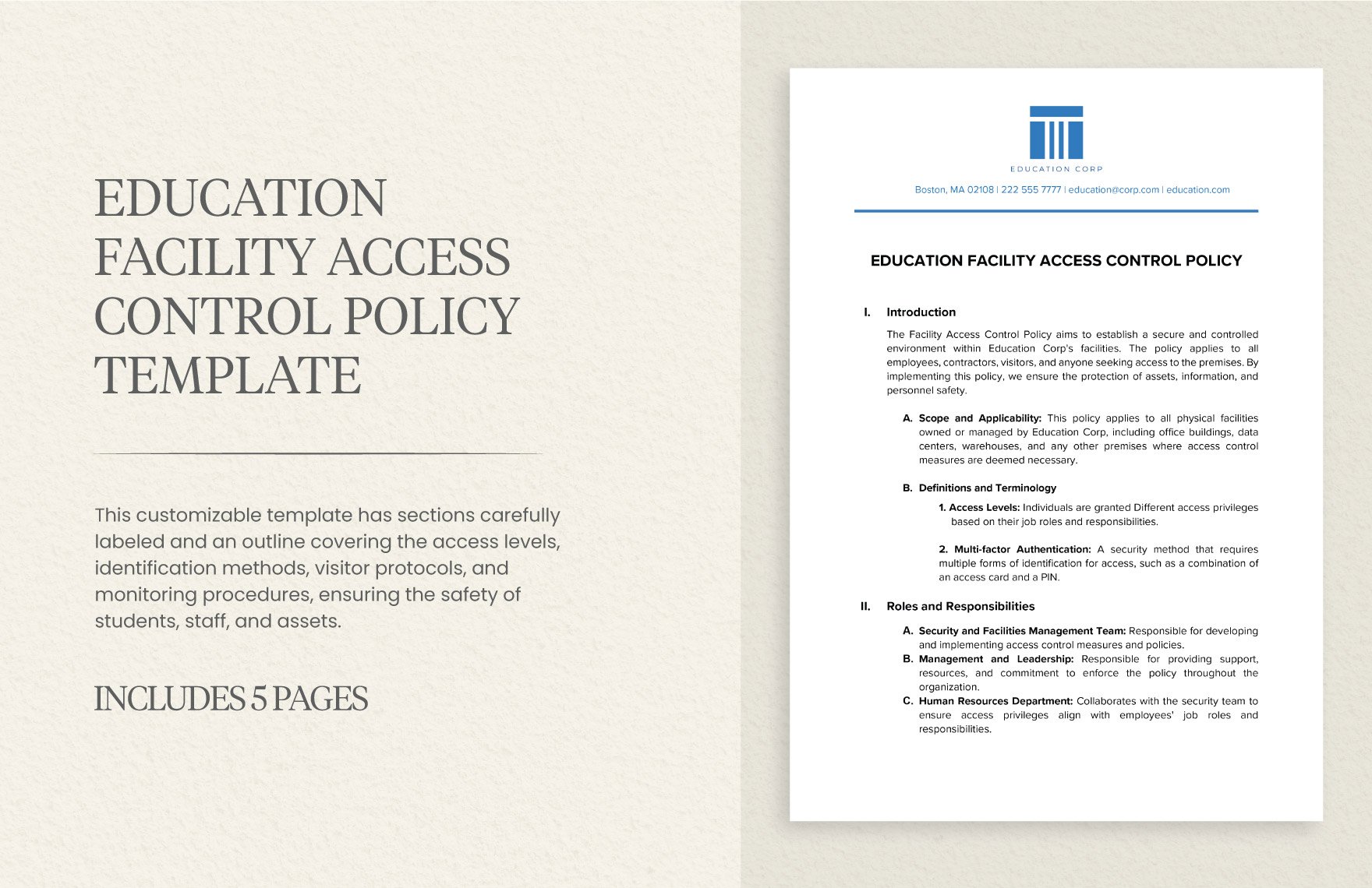 Education Facility Access Control Policy Template