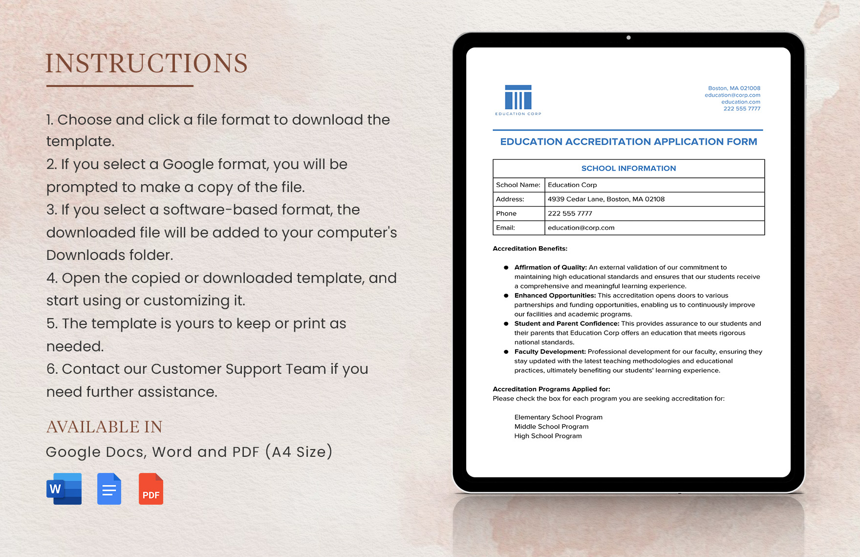 Education Accreditation Application Form Template