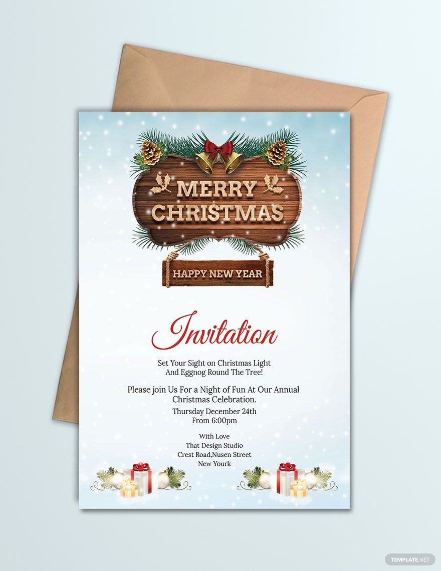 Merry Christmas and New Year party Invitation Template