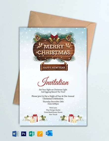 Merry Christmas and New Year party Invitation 