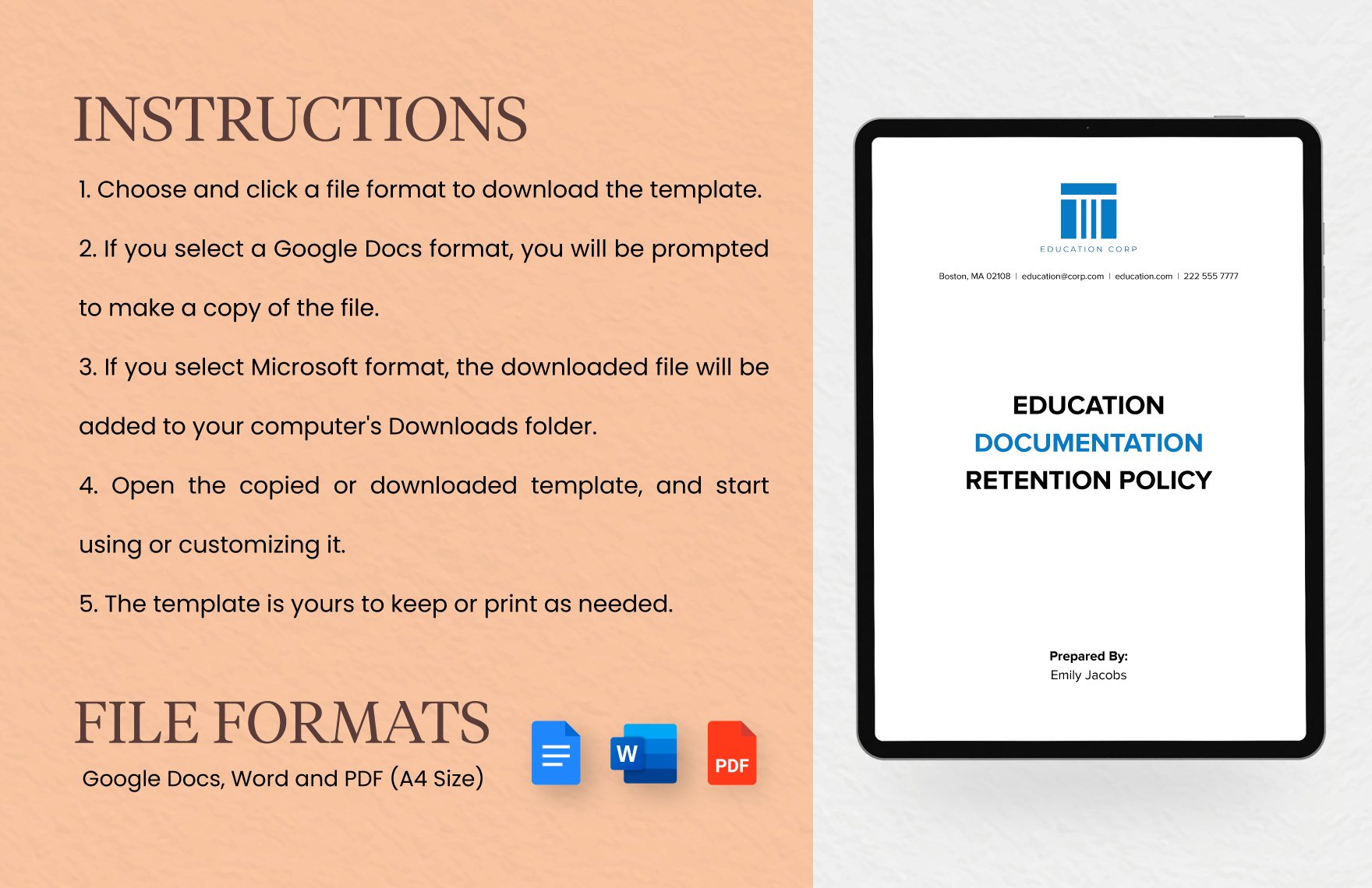 Education Documentation Retention Policy Template