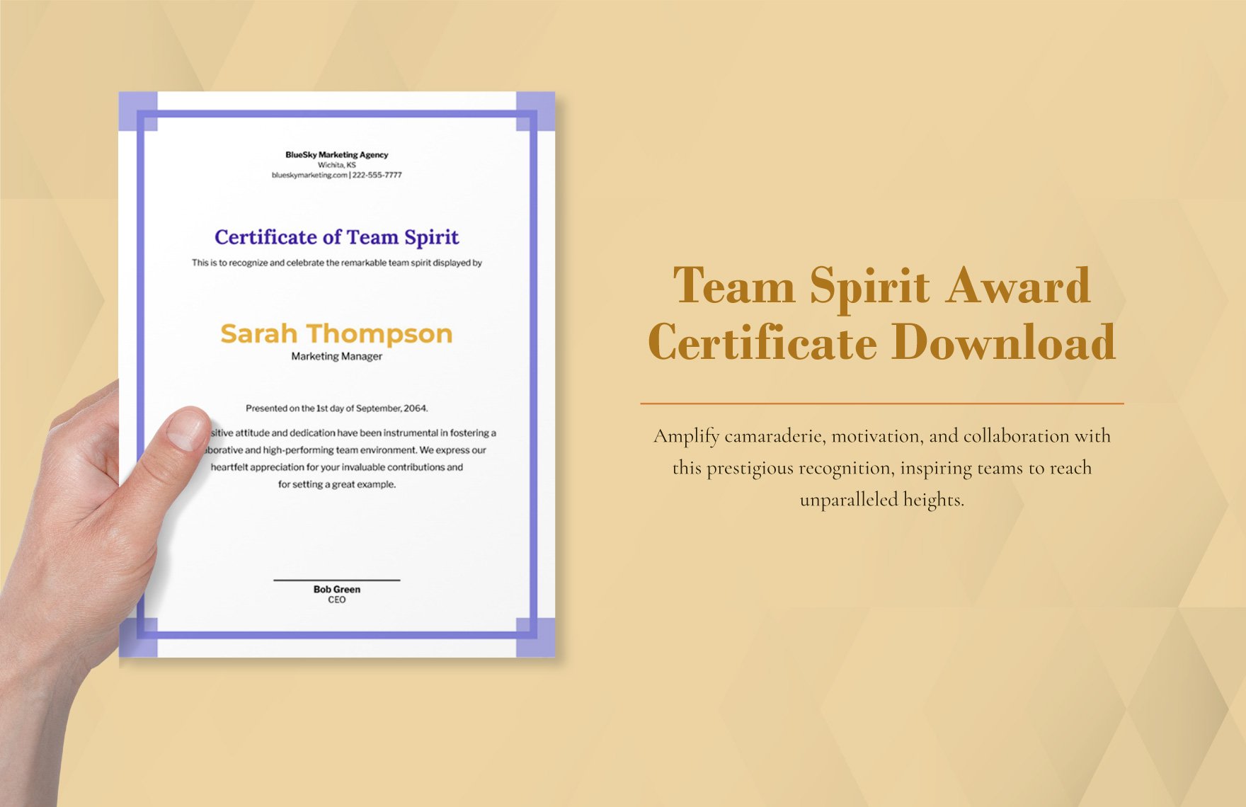 Team Spirit Award Certificate Template
