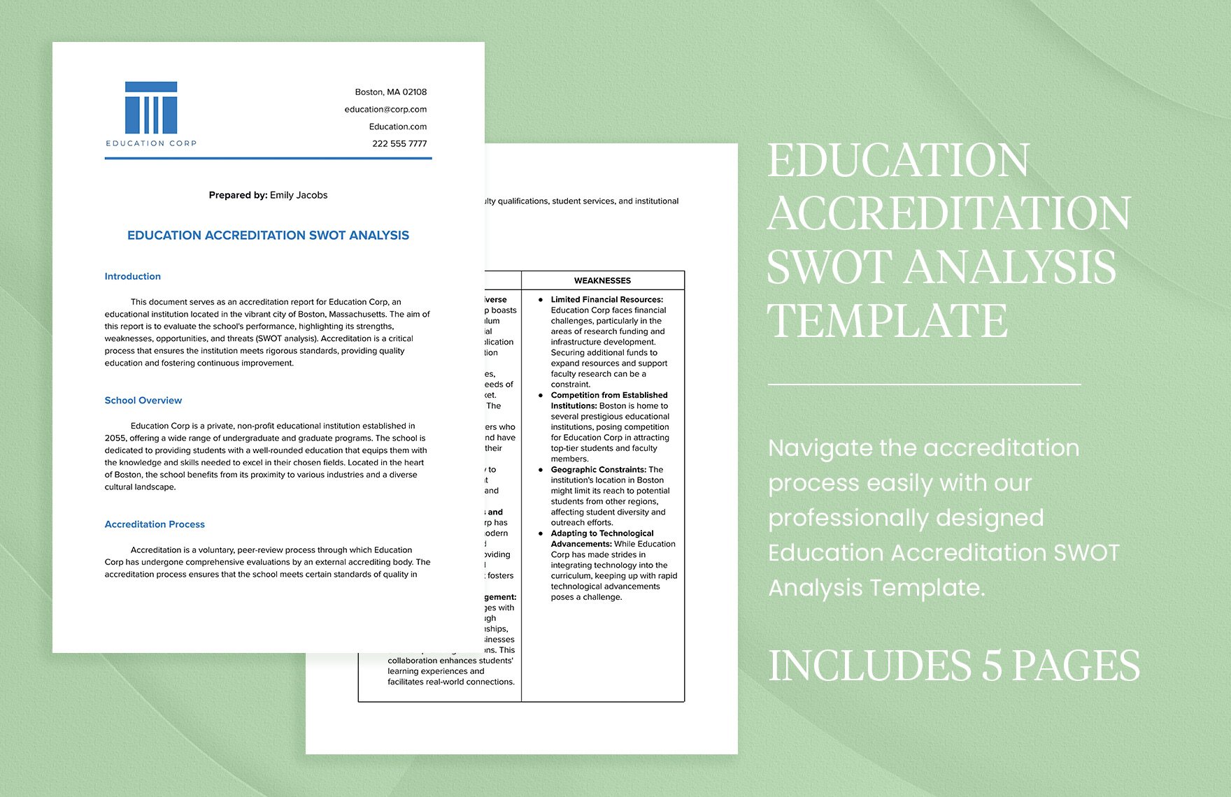Education Accreditation SWOT Analysis Template