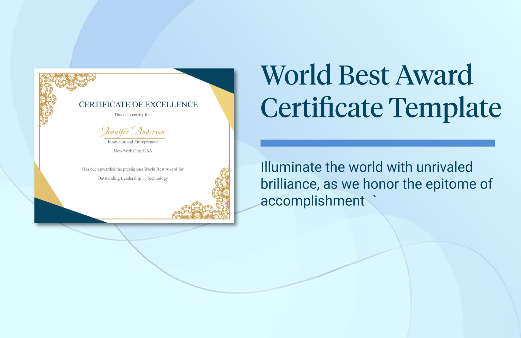 World Best Award Certificate Template
