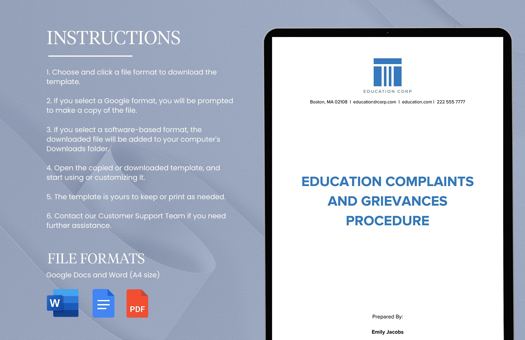 Education Complaints and Grievances Procedure Template