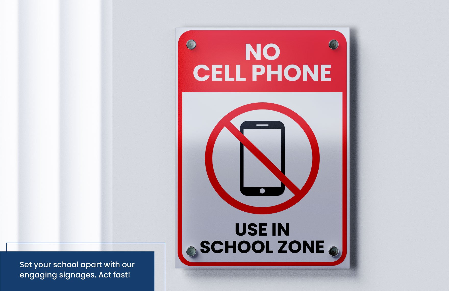 School No Cell Phones Sign Template