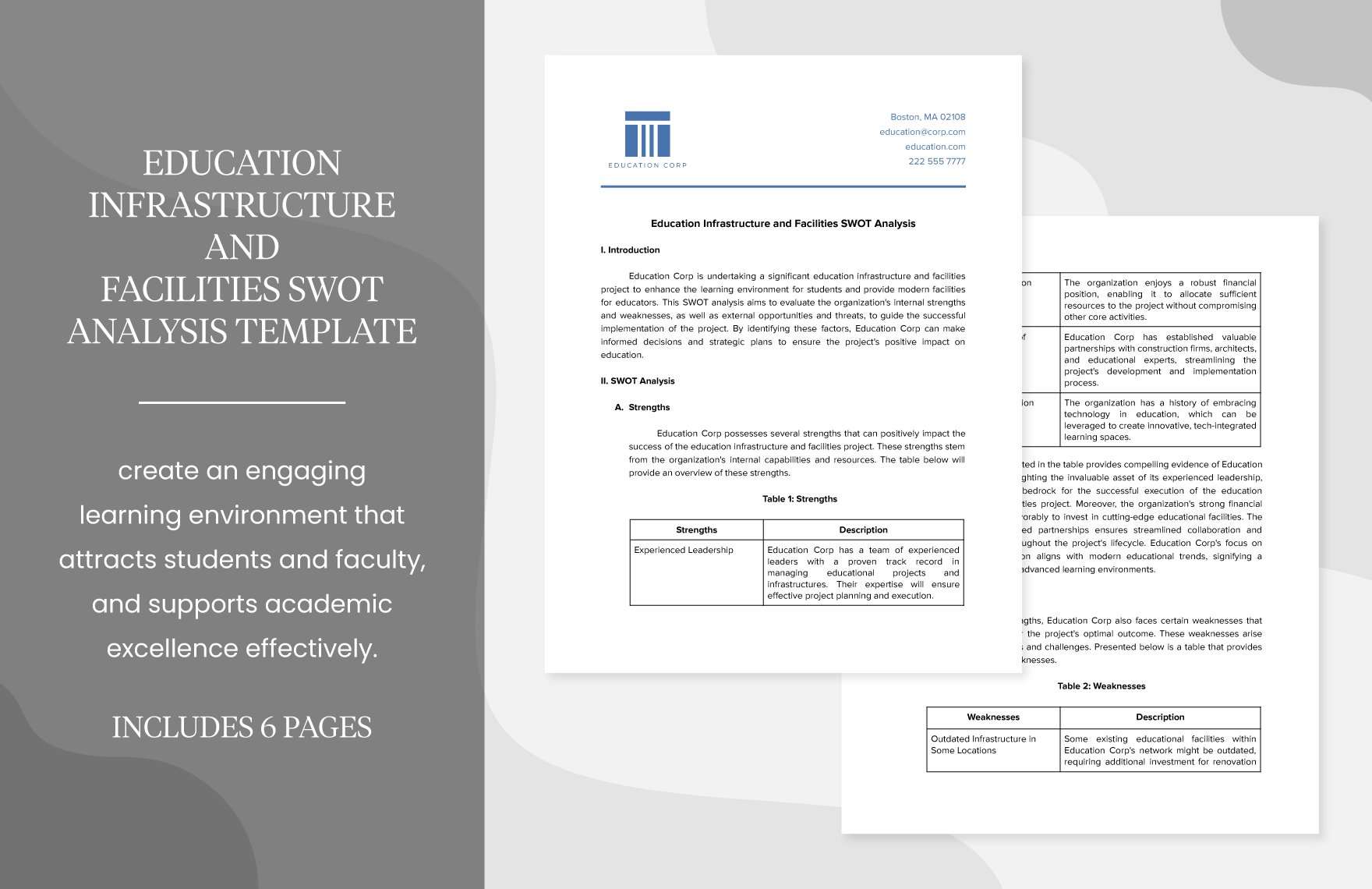 Education Infrastructure and Facilities SWOT Analysis Template in Word, PDF, Google Docs - Download | Template.net