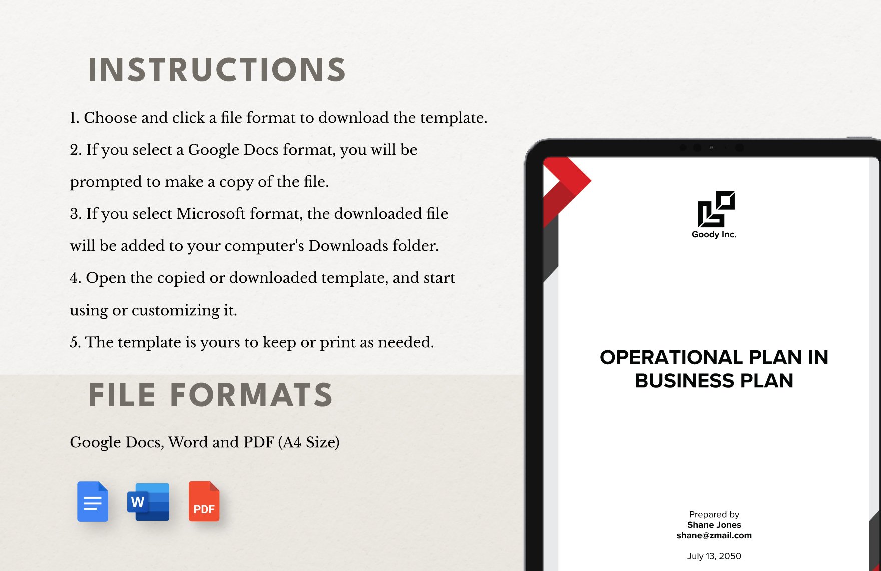 Operational Plan Template In Business Plan