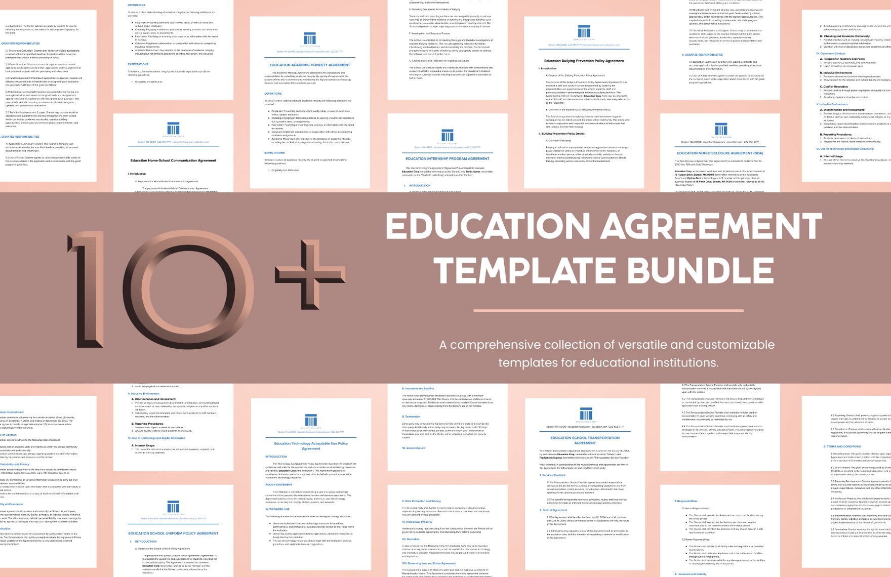 10+ Education Agreement Template Bundle in Word, Google Docs, PDF