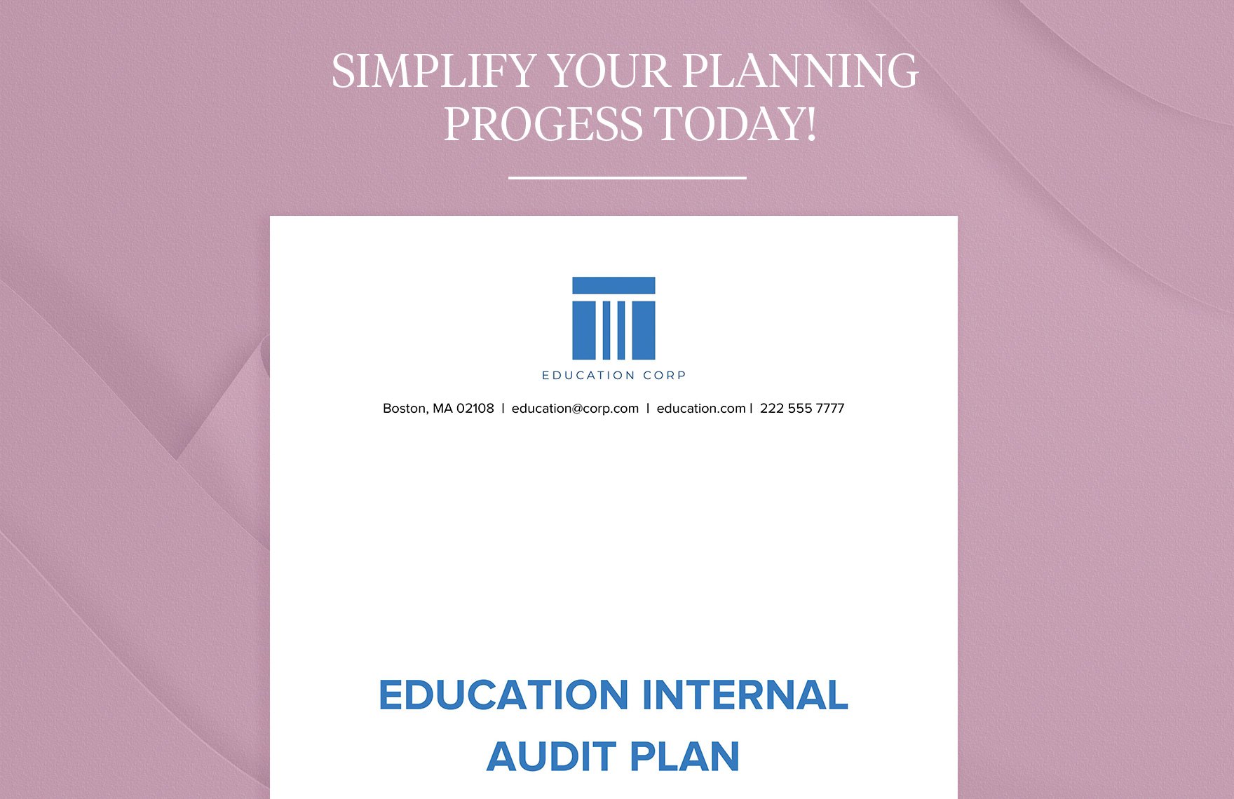 Education Internal Audit Plan Template