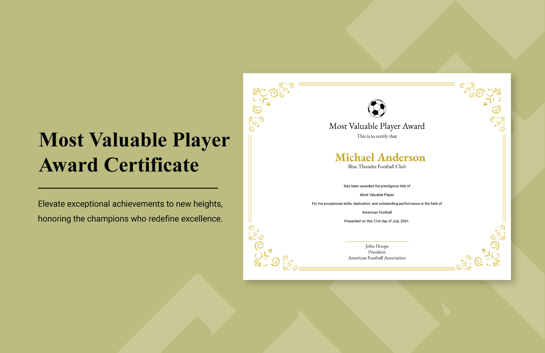 Most Valuable Player Award Certificate 