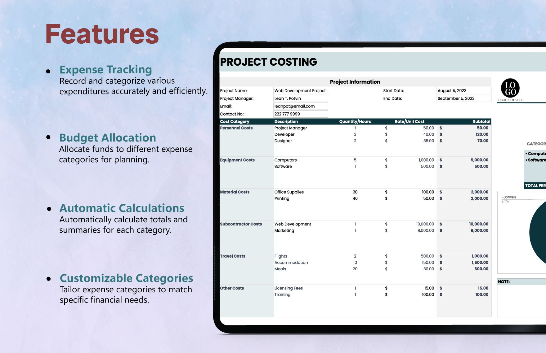 Cost Template