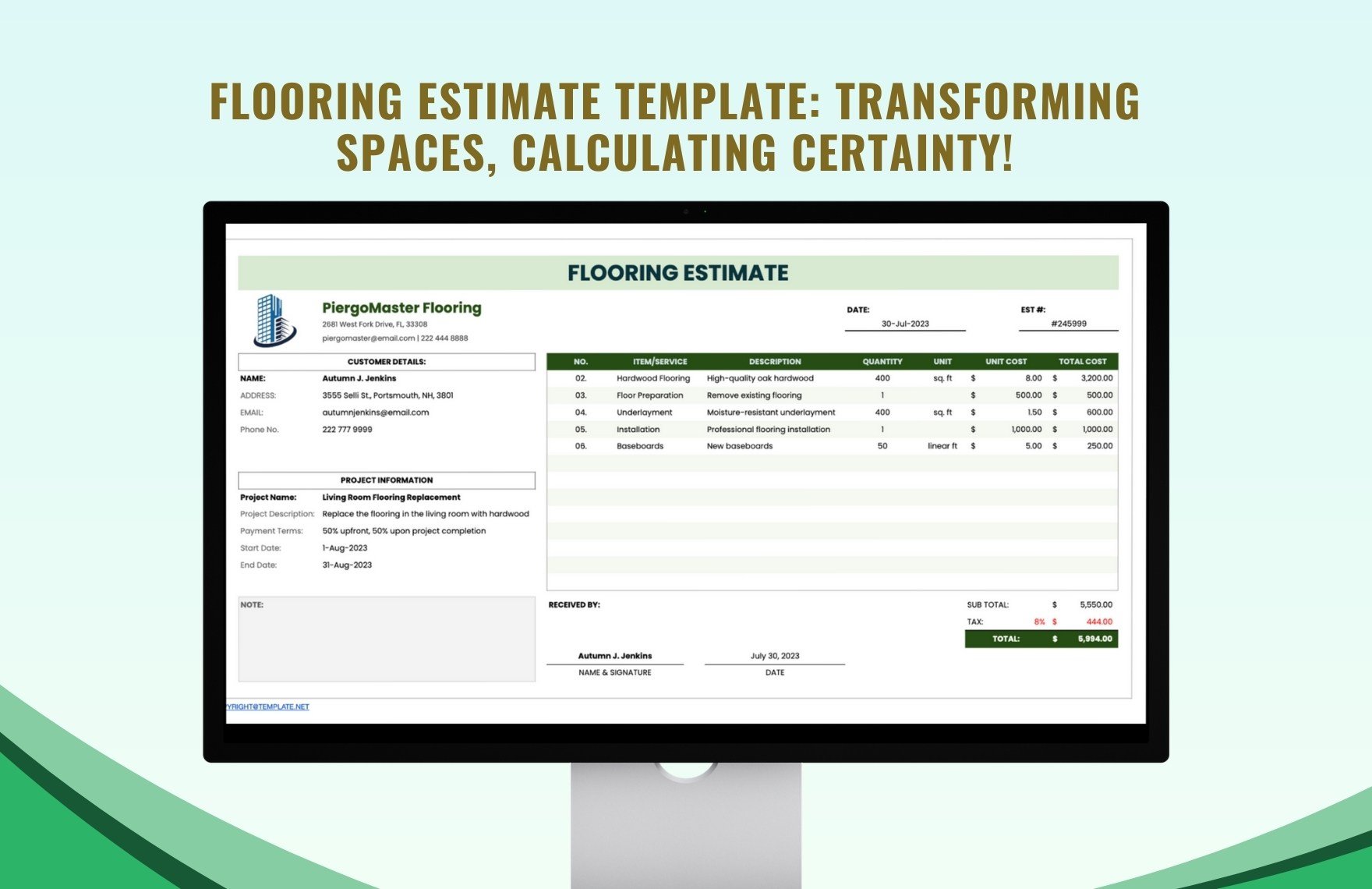 Flooring Estimate Template