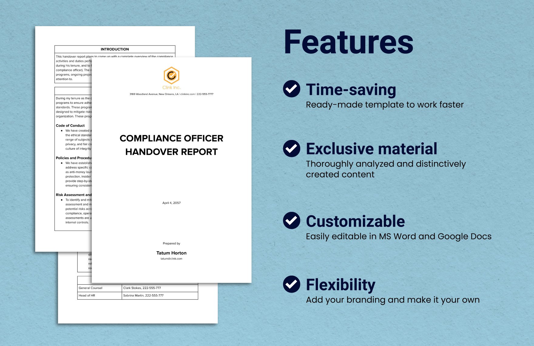 Compliance Officer Handover Report