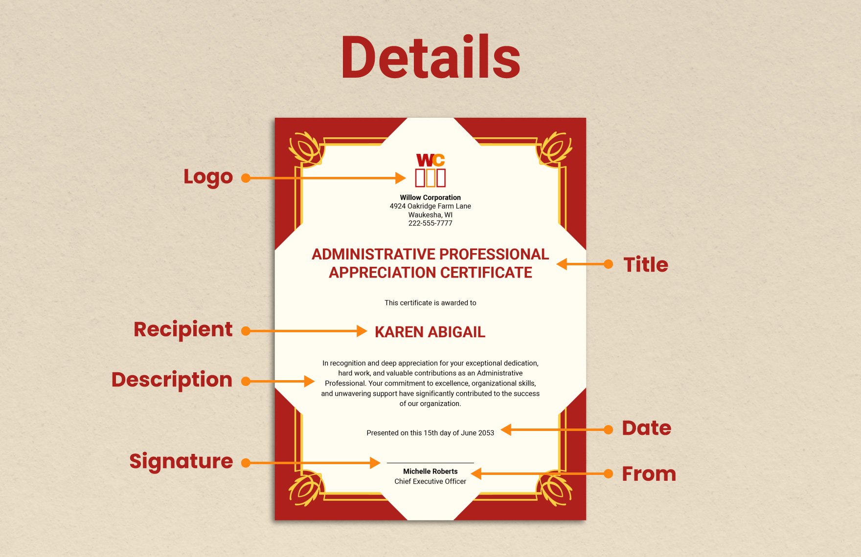 Administrative Professional Appreciation Certificate Template
