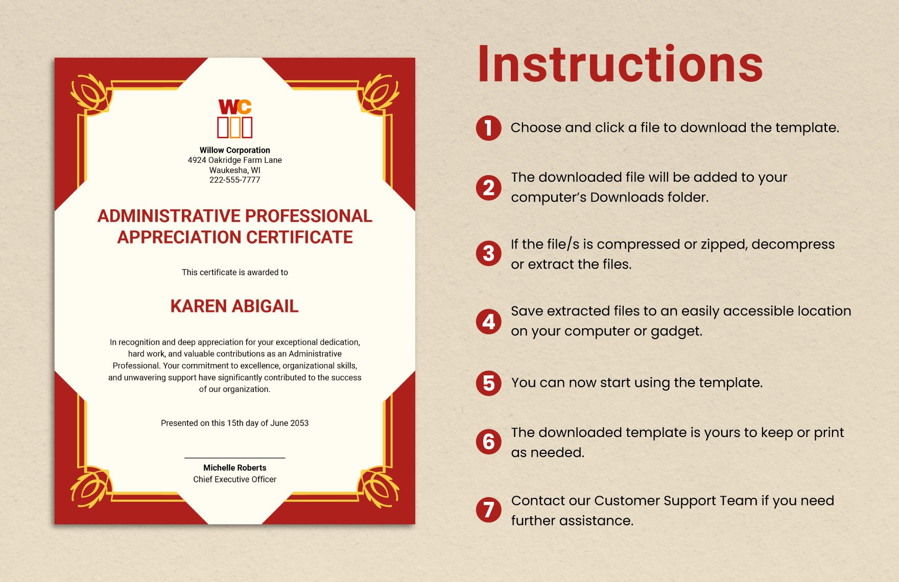 Administrative Professional Appreciation Certificate Template