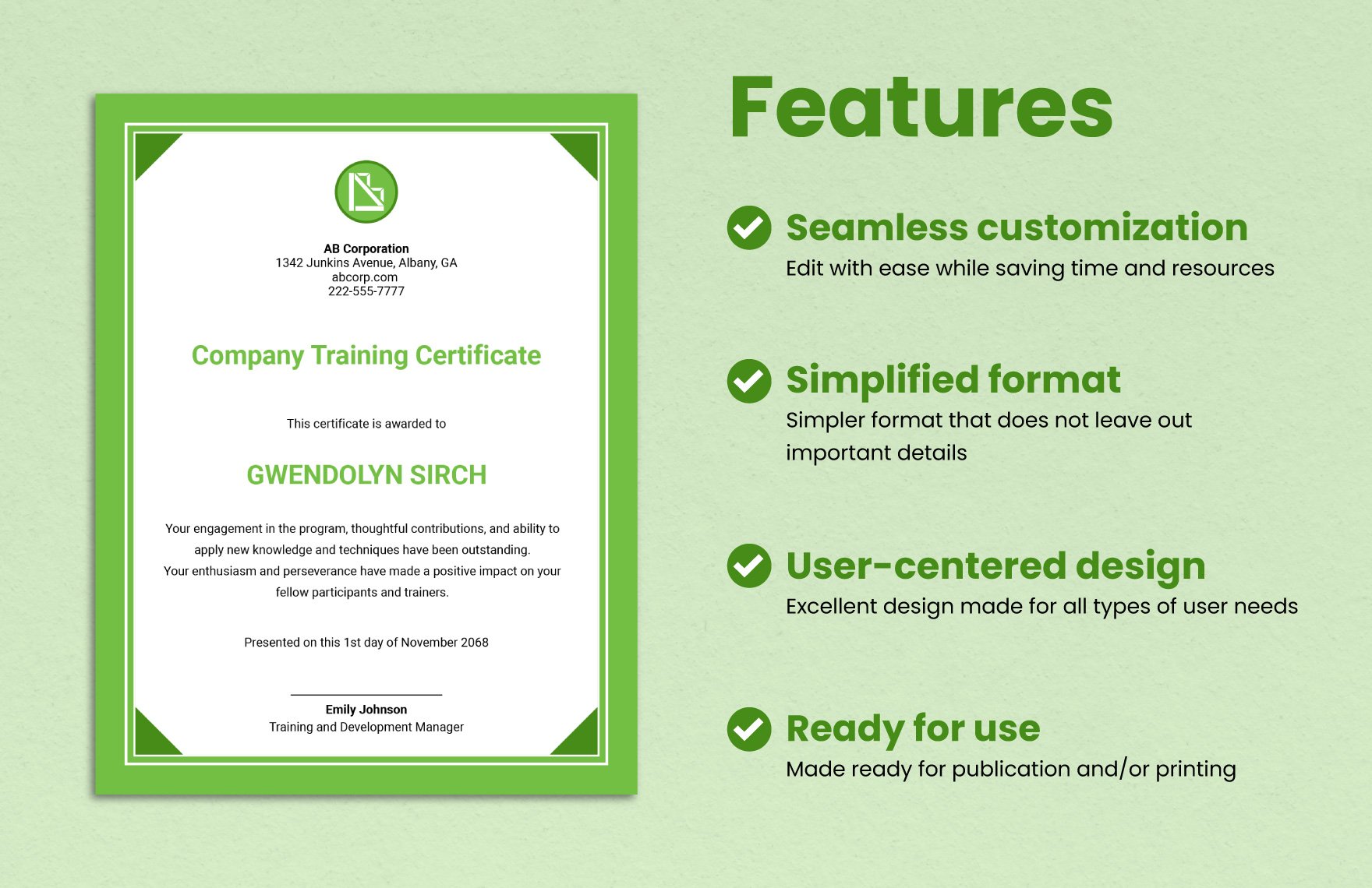 Company Training Certificate Template