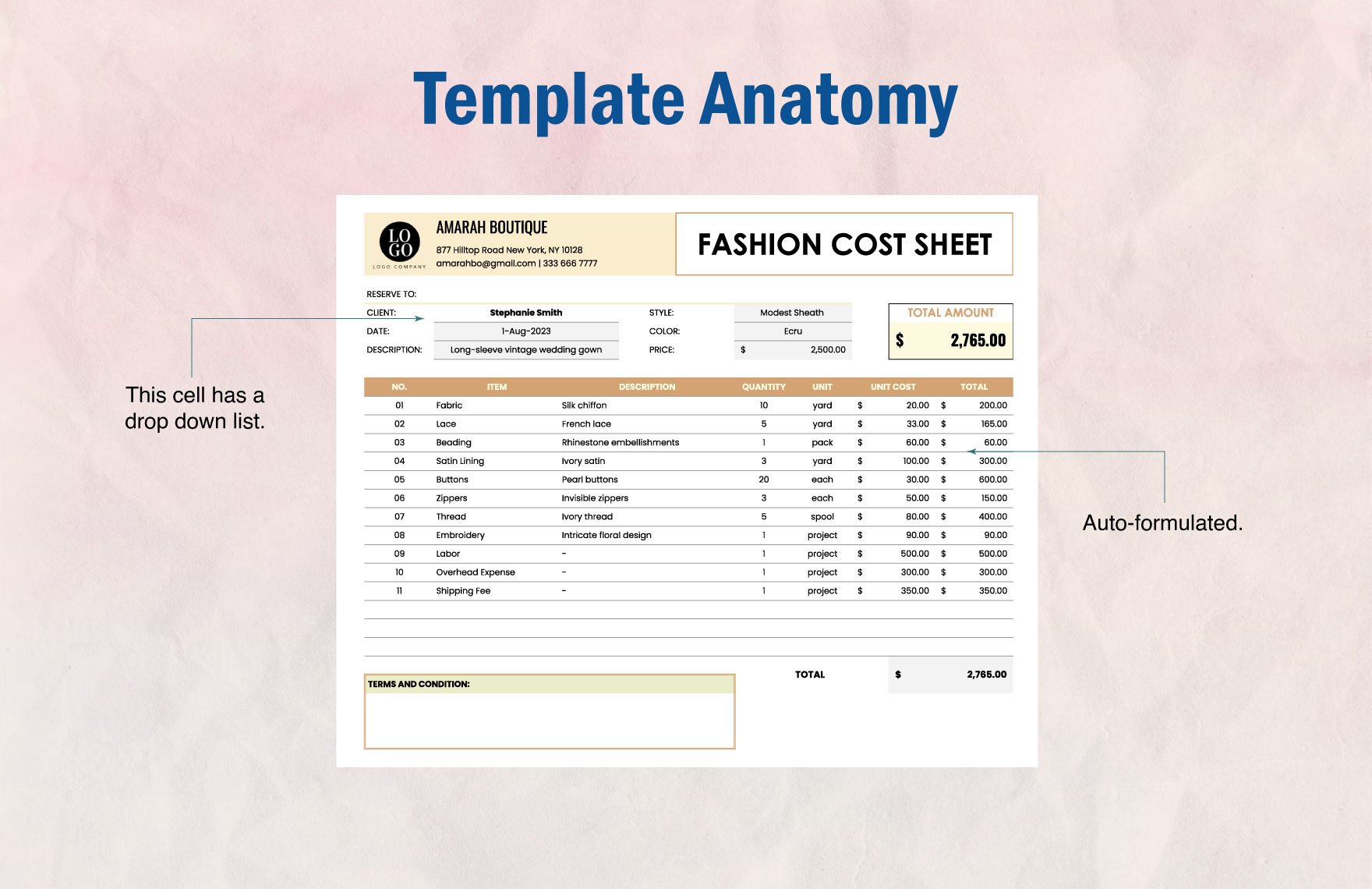 Fashion Cost Sheet Template