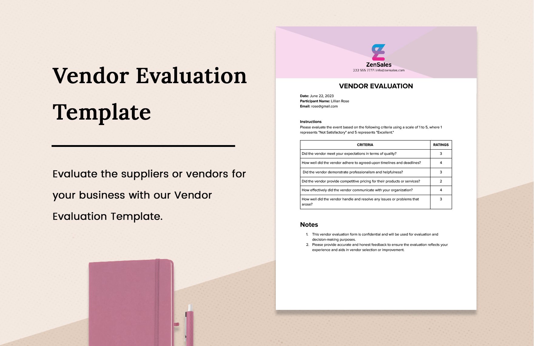 Vendor Evaluation Template   in Word, Google Docs, PDF