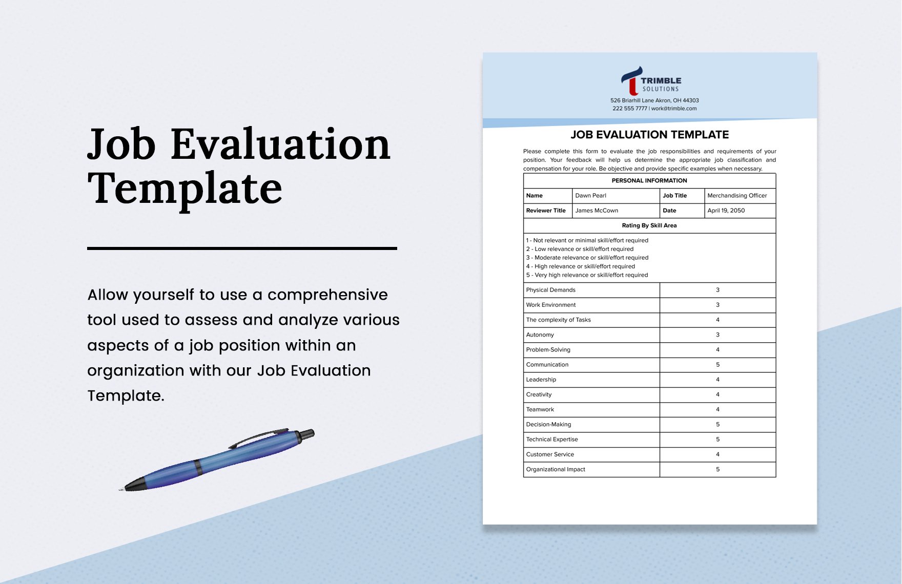 Free Job Evaluation Template
