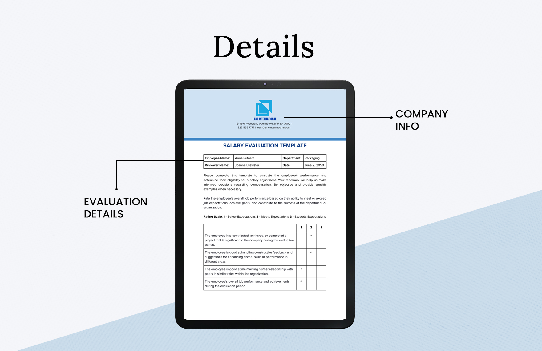 Salary Evaluation Template in Word PDF Google Docs PSD Download