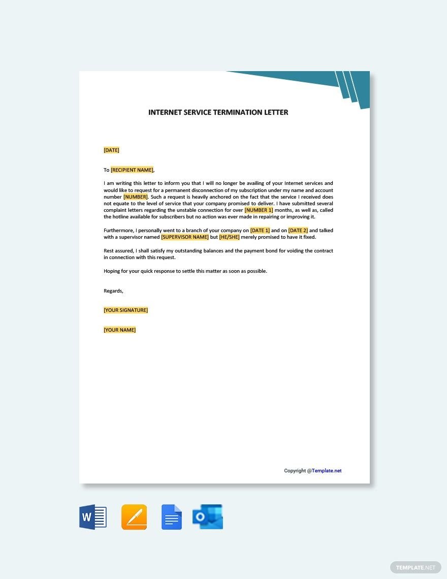 Free Internet Service Termination Letter Template