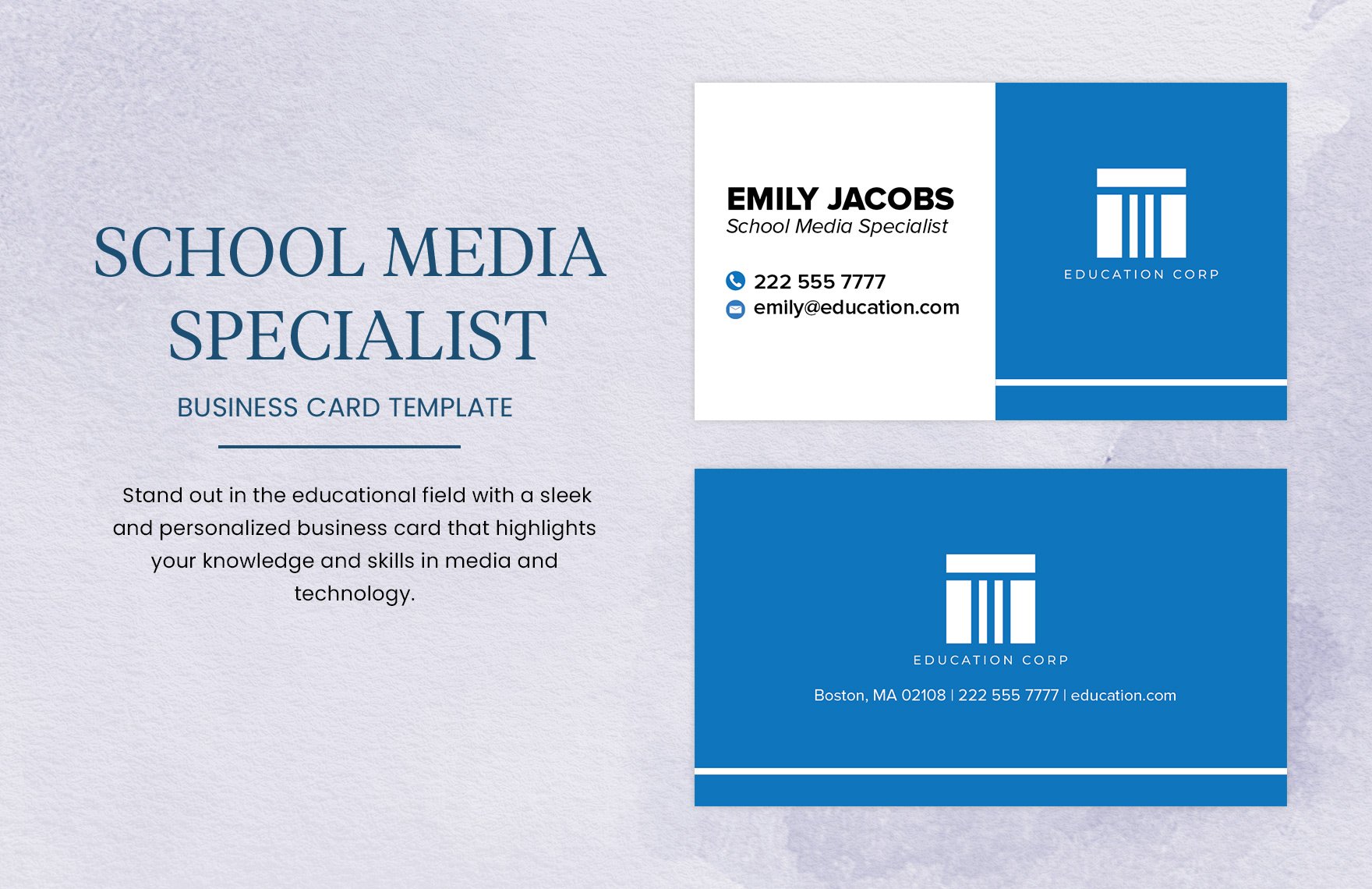 School Media Specialist Business Card Template