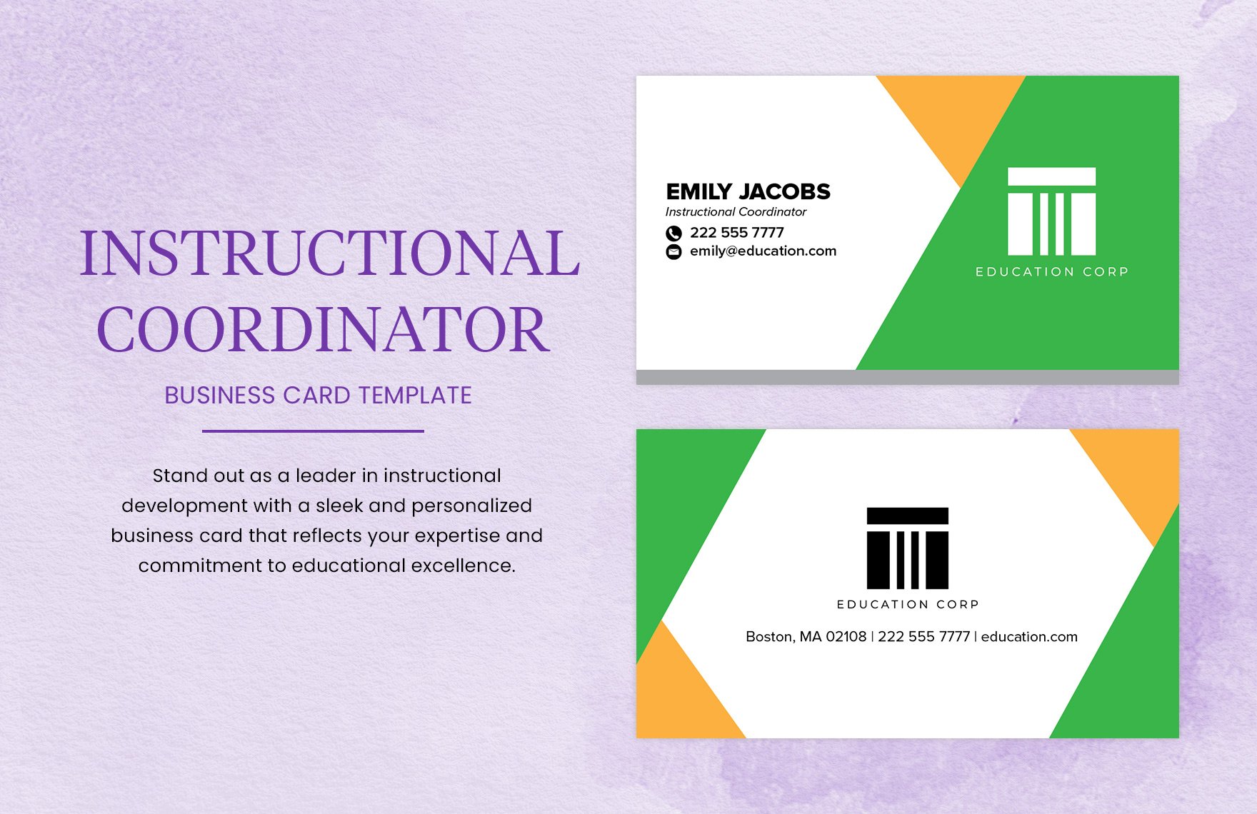 Instructional Coordinator Business Card Template
